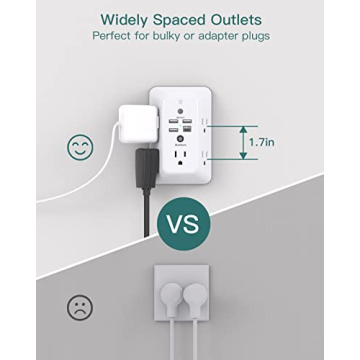 5-Outlet Surge Protector with USB Ports & Night Light