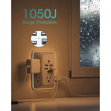 5-Outlet Surge Protector with USB Ports & Night Light