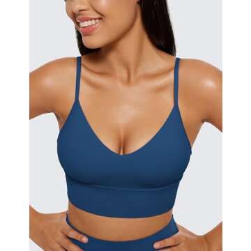 CRZ YOGA Women's V Neck Longline Sports Bra - Soft & Supportive