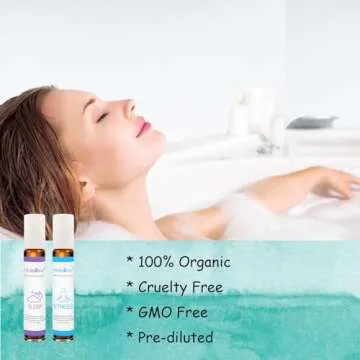 HERBROMAS Aromatherapy Oils Roller Set, Natural Pre-diluted Essential Oils Roll On with Glass Rollerball, Relaxation Gift for Women & Men, Christmas Gift, Pack 4 x 0.33fl.oz