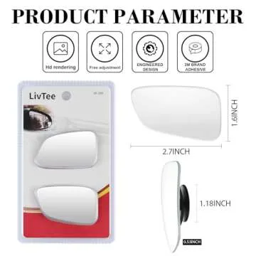 LivTee Blind Spot Car Mirror, HD Glass Frameless Convex Side Mirror Blindspot, Wide Angle Rear View Car Mirrors for Cars SUV Trucks and RVs - Car Accessories