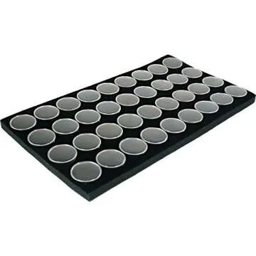 FindingKing 36 Black Foam Gem Jars Gemstone Storage Display Tray Insert