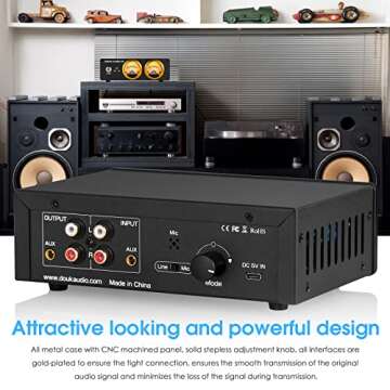 Douk Audio VU22 Dual Analog VU Meter Display DB Panel MIC+LINE Sound Level Meter (Black)