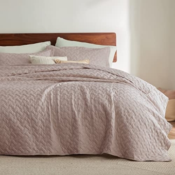 Bedsure Queen Quilt Bedding Set - Lightweight Summer Quilt Full/Queen - Dusty Rose Bedspread Queen S...