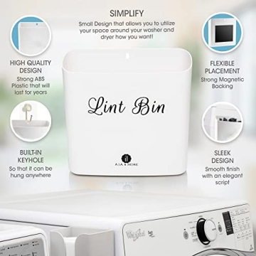 A.J.A. & MORE Lint Bin - Magnetic Laundry Organizer