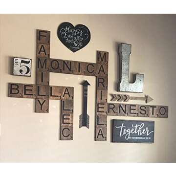 Large Scrabble Tile Letter Huge Oversize Giant Big Wall Art Home Decor Farmhouse Kitchens Living Room Bedroom Gift (8 x 8, H)