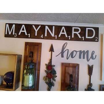 Large Scrabble Tile Letter Huge Oversize Giant Big Wall Art Home Decor Farmhouse Kitchens Living Room Bedroom Gift (8 x 8, H)