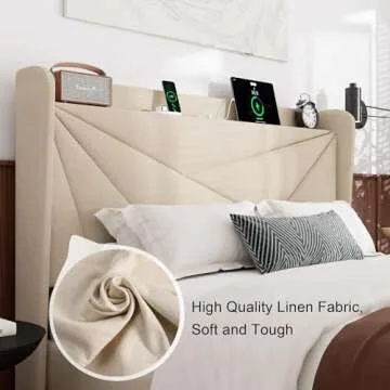 Feonase Modern Full Bed Frame with Storage & Charging