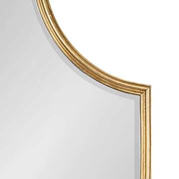 Kate and Laurel Caskill Ornate Metal Shield Wall Mirror, 24 x 32, Gold, Decorative Traditional Glam Mirror with Scalloped Shield Shape and Elegant Finish