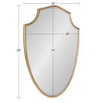 Kate and Laurel Caskill Ornate Metal Shield Wall Mirror, 24 x 32, Gold, Decorative Traditional Glam Mirror with Scalloped Shield Shape and Elegant Finish