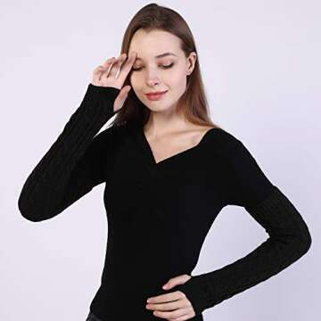 Womens Lady's Long Sleeve Fingerless Arm Warmers Gloves, One Size Black