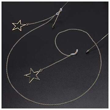 Naimo 2PCS Pearl Star Pendant Eyeglass Chains Eyewear Strap Holder Reading Glasses Retainer