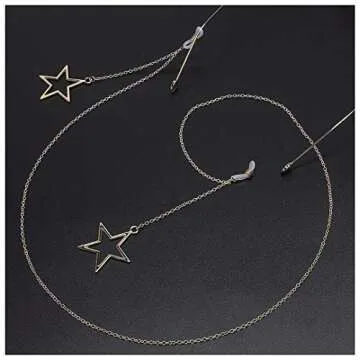 Naimo 2PCS Pearl Star Pendant Eyeglass Chains Eyewear Strap Holder Reading Glasses Retainer