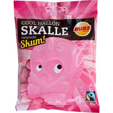 2 Bags x 90g of Bubs Godis Cool Hallonskalle Skum - Original - Swedish - Sour - Cool Raspberry Skull...