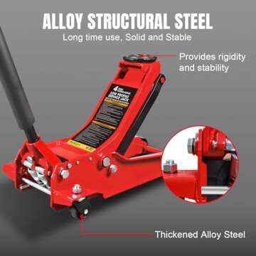 BIG RED Hydraulic Low Profile Service/Floor Jack with Dual Piston Quick Lift Pump, 4 Ton (8,000 lb.) Capacity