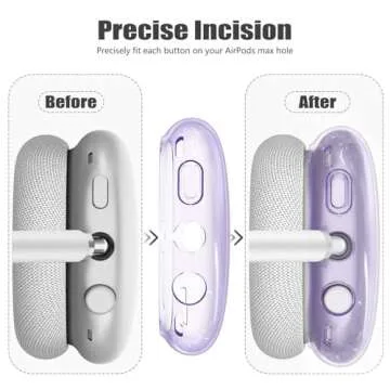 3 in 1 Set for AirPod Max Case Cover, Anti-Scratch Ear Pad Covers/Ear Cups Cover/Headband Cover, AirPod Max Cover Accessories for Apple AirPods Max (2020 Lightning /2024 USB-C)-Clear Purple