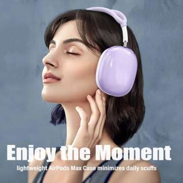 3 in 1 Set for AirPod Max Case Cover, Anti-Scratch Ear Pad Covers/Ear Cups Cover/Headband Cover, AirPod Max Cover Accessories for Apple AirPods Max (2020 Lightning /2024 USB-C)-Clear Purple