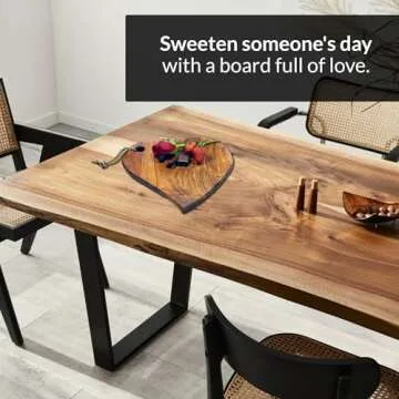 Featherlee Heart Shaped Acacia Serving Tray - Natural Acacia Wood Charcuterie Board - Cheese Board S...