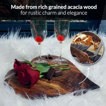 Featherlee Heart Shaped Acacia Serving Tray - Natural Acacia Wood Charcuterie Board - Cheese Board Snack Tray with Rich Grains - Bread Board for Valentines, Weddings, Anniversaries, Mother’s Day