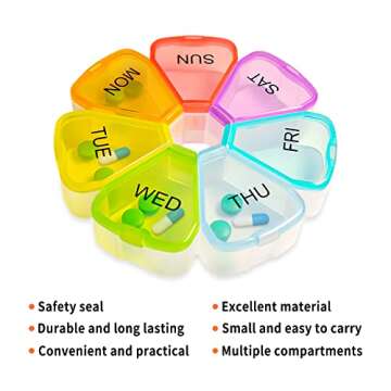 Pill Organizer, Weekly Pill Organizer, Pill Box, Medicine Organizer, Pill Case, Pill Container, Pill...