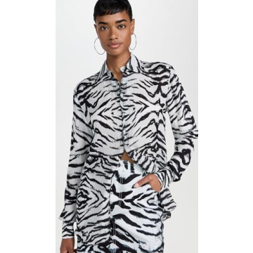 BruceGlen Women's Snow Tiger Chiffon Shirt Stylish Lightweight