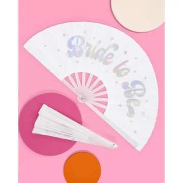 xo, Fetti Bride to Be Iridescent + Glitter Folding Fan | Bachelorette Party Decorations, Rave, Engagement Supplies, Bridal Shower Gift, Bridesmaid Favors, White Bride To Be Accessory