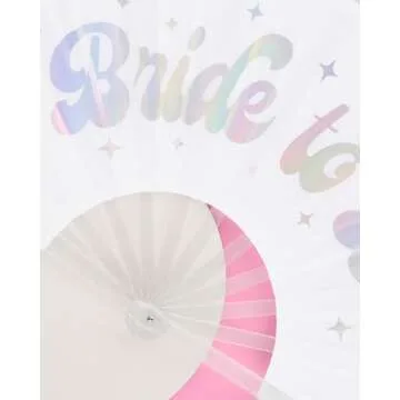 xo, Fetti Bride to Be Iridescent + Glitter Folding Fan | Bachelorette Party Decorations, Rave, Engagement Supplies, Bridal Shower Gift, Bridesmaid Favors, White Bride To Be Accessory