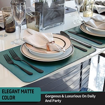 Hiware Matte Black Flatware Set for 8 with Serving Utensils