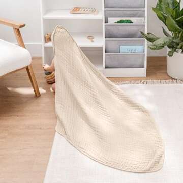 Comfy Cubs 2 Pack Baby Hooded 9 Layer Muslin Cotton Towel for Kids, Large 32” x 32”, Ultra Soft,...