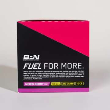 BARE PERFORMANCE NUTRITION, BPN Go Gel Endurance Gel, Vegan + Gluten Free Running Gel with 24g of Carbohydrates & 100 Calories per Gel Pack, 10 Single-Serving Gel Packs, Mixed Berry