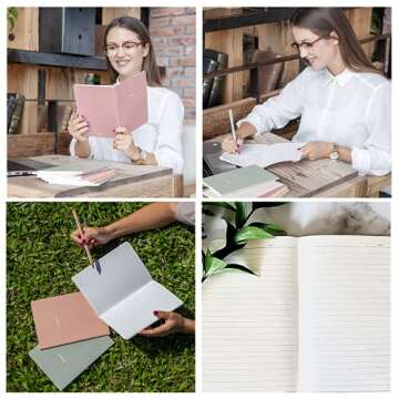 Happy Hoos Notebook Journal (8 Pack), A5, 5.5 x 8 in, 80 gsm thick paper, Cute Soft Paper Cover Notebook Set, Thin Writing Journal for Travel, Meditation, Wedding and Dream Journals, Lightweight Lined