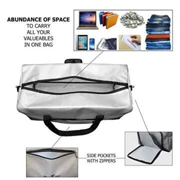 Fireproof and Waterproof Duffel Bag for Valuables - Large Storage