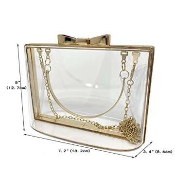 Cirilla Women Acrylic Transparent Evening Bag Clutch Purse with Bow-style lock for Wedding Cocktail ...