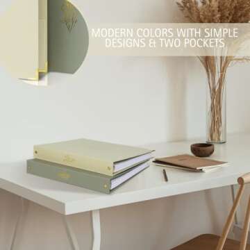 Aesthetic 3 Ring Binder Set of 2 - Sturdy 1 Inch Binder Fits Letter Sized Paper - A Cute Holder for Women or Men with Pocket Easily Organizes Your Paperwork for School, Office or Work