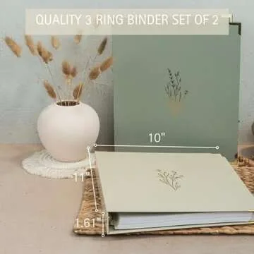Aesthetic 3 Ring Binder Set of 2 - Sturdy 1 Inch Binder Fits Letter Sized Paper - A Cute Holder for Women or Men with Pocket Easily Organizes Your Paperwork for School, Office or Work
