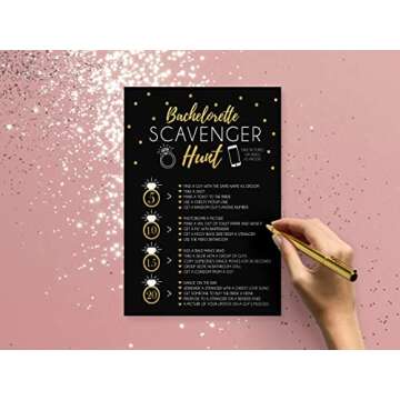 Your Main Event Prints 25 Bachelorette Scavenger Hunt Party Games, Drinking Game and Dares, Fun Nove...