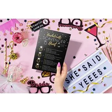 Your Main Event Prints 25 Bachelorette Scavenger Hunt Party Games, Drinking Game and Dares, Fun Novelty Cards for Girls Night Out