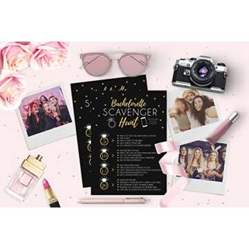 Your Main Event Prints 25 Bachelorette Scavenger Hunt Party Games, Drinking Game and Dares, Fun Novelty Cards for Girls Night Out