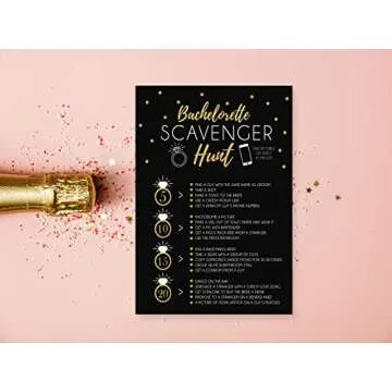 Your Main Event Prints 25 Bachelorette Scavenger Hunt Party Games, Drinking Game and Dares, Fun Novelty Cards for Girls Night Out