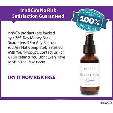 Inn&Co Highest Quality Organic Moringa Oil - 2 fl Oz - 100% Pure, Undiluted, Cold Pressed, And Unrefined