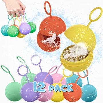 TOSKIESGO Reusable Water Balloons for Kids - 12 Pack
