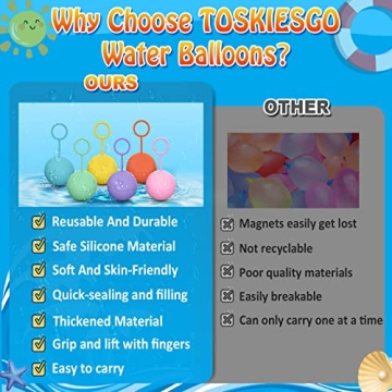 TOSKIESGO Reusable Water Balloons for Kids - 12 Pack