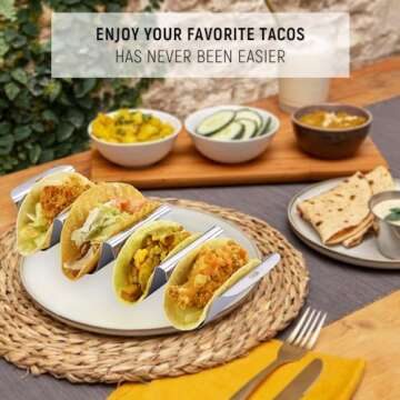 Large Taco Holder for 4 Tacos - Stainless Steel Rack Set