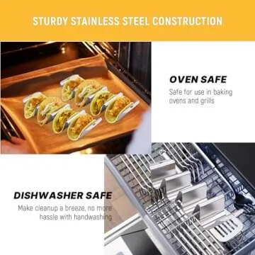 Large Taco Holder for 4 Tacos - Stainless Steel Rack Set