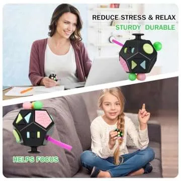 VCOSTORE Dodecagon Fidget Toys Cube - 12 Sided Fidget Toy Depression Anti,Stress and Anxiety Relax Great Fidget Toys for Adults Kids with OCD,ADD, ADHD, Autism(New Black)
