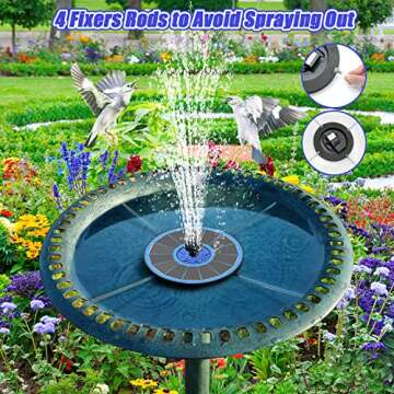 SZMP Solar Fountain Upgrade, 3.5W Solar Powered Bird Bath Fountains with Flower, Outdoor Water Feature Solar Pump with 7-in-1 Nozzles, 4 Fixed Pipes for Humingbirds, Garden, Pool, Pond, and Fish Tank