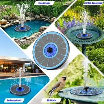 SZMP Solar Fountain Upgrade, 3.5W Solar Powered Bird Bath Fountains with Flower, Outdoor Water Feature Solar Pump with 7-in-1 Nozzles, 4 Fixed Pipes for Humingbirds, Garden, Pool, Pond, and Fish Tank