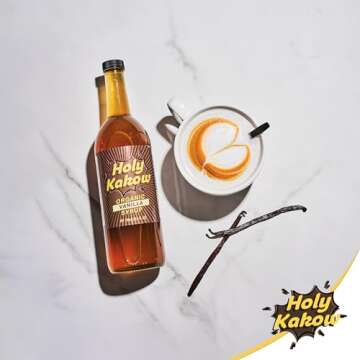 Holy Kakow Cafe Organic Vanilla Syrup - Vanilla Syrup, Coffee Syrup, Organic Syrup for Coffee, Vanilla Syrup for Coffee, Add to Latte, Cocktail & Shake, Real Food Ingredients, Specific Flavor - 750ml
