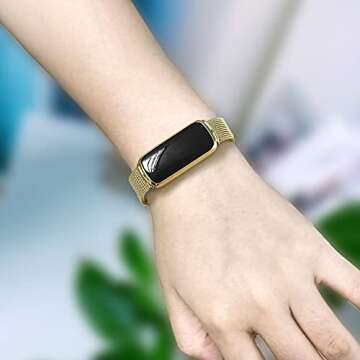 Band for Fitbit Luxe, Stainless Steel Replacement Bands for Fitbit Luxe Fitness Tracker, Quick Release and Adjustable Wrist band for Women & Men, Christmas Gift for Family, Friends, Gold