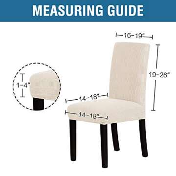 H.VERSAILTEX Stretch Dining Chair Covers Set of 4 Chair Covers for Dining Room Parsons Chair Slipcover Chair Protectors Covers Dining, Feature Textured Checked Jacquard Fabric, Natural